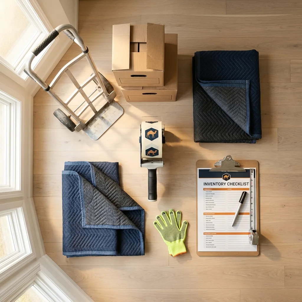Professional moving supplies and packing materials layout for Krotz Springs residential relocations
